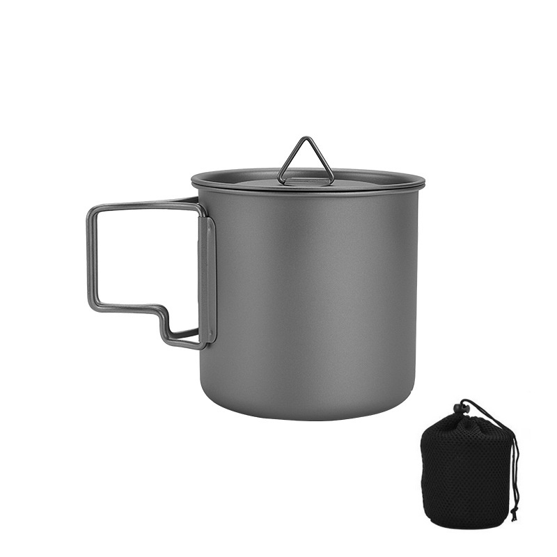 Camping Cooking Rack - Tytanowy kubek turystyczny ze składanym uchwytem,