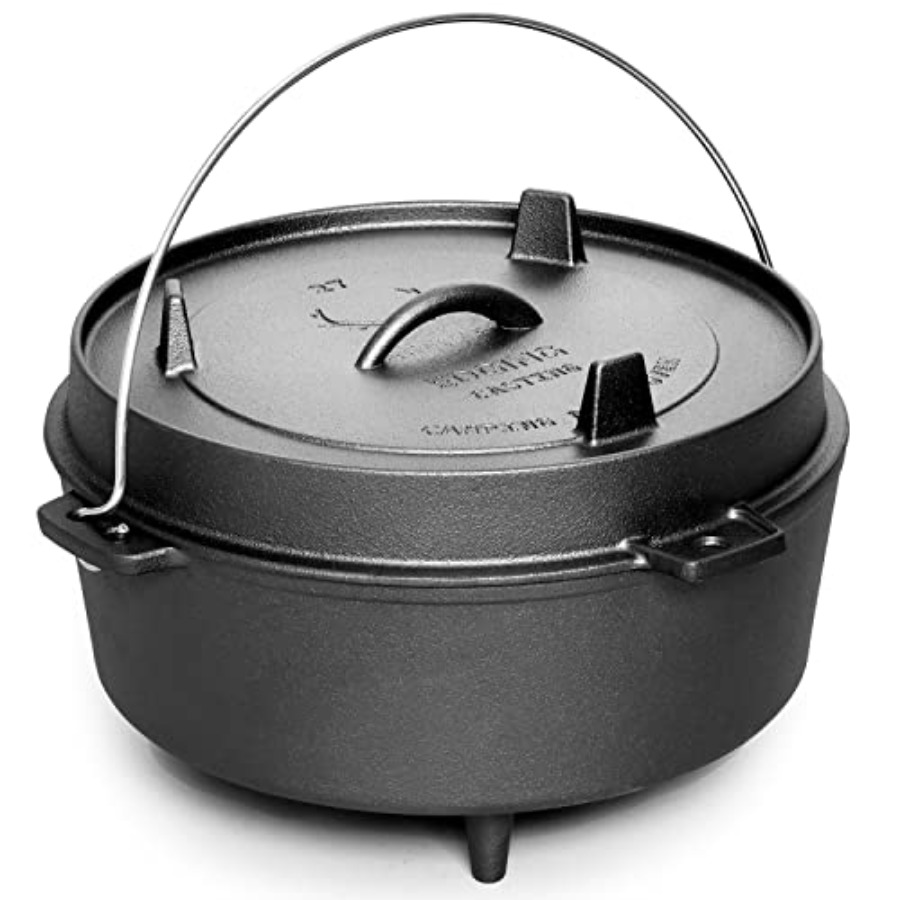 Skillet Cast Iron Camp - Wstępnie przyprawiony żeliwny garnek holenderski z