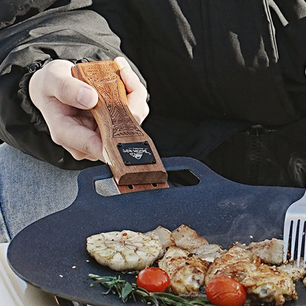 Camping Cooking Dishes - Uchwyt do patelni grillowej z naturalnego