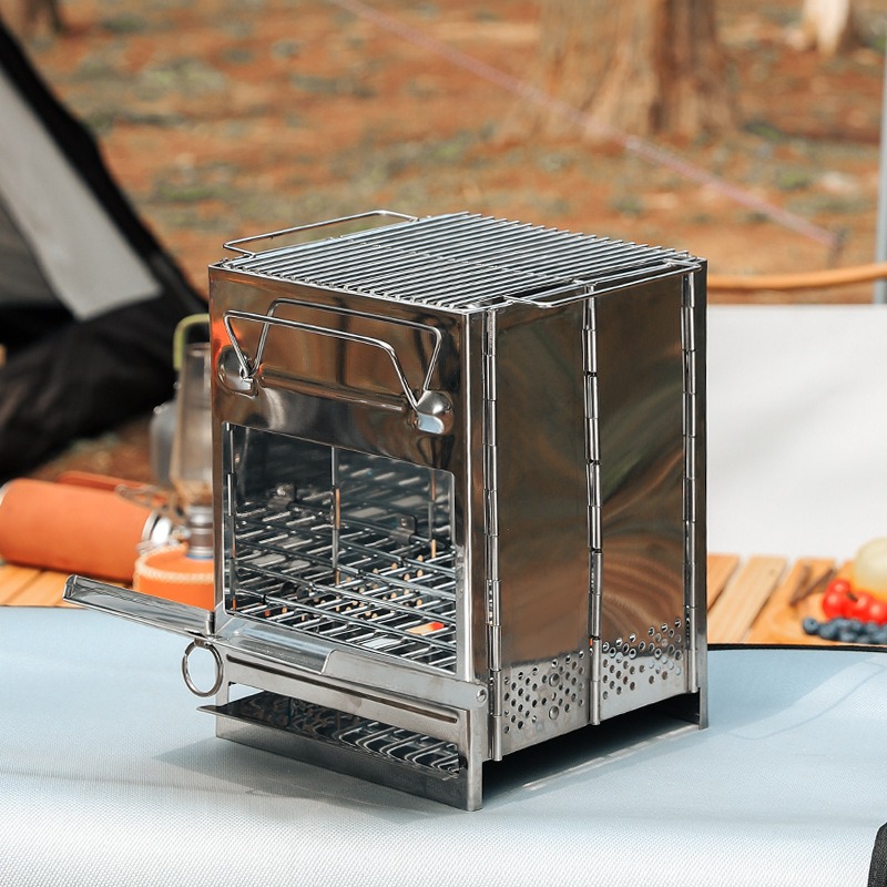 Camping Cooking Wood Stove - Przenośny, ultralekki, składany piec grillowy ze