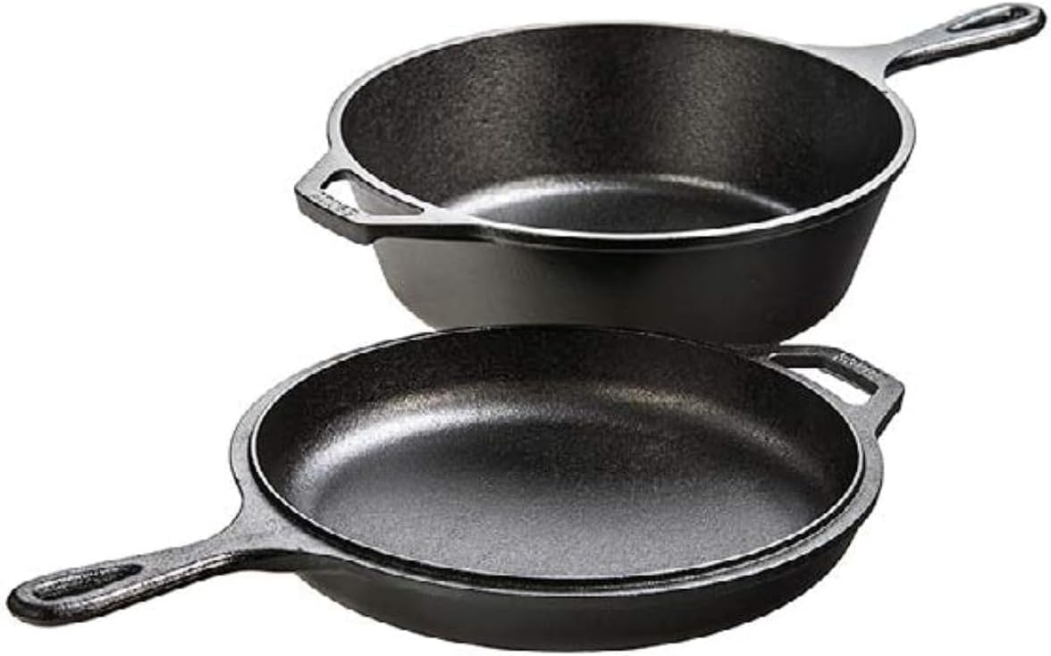 Skillet Cast Iron Camp - Wielofunkcyjny garnek żeliwny 2w1: głęboki garnek
