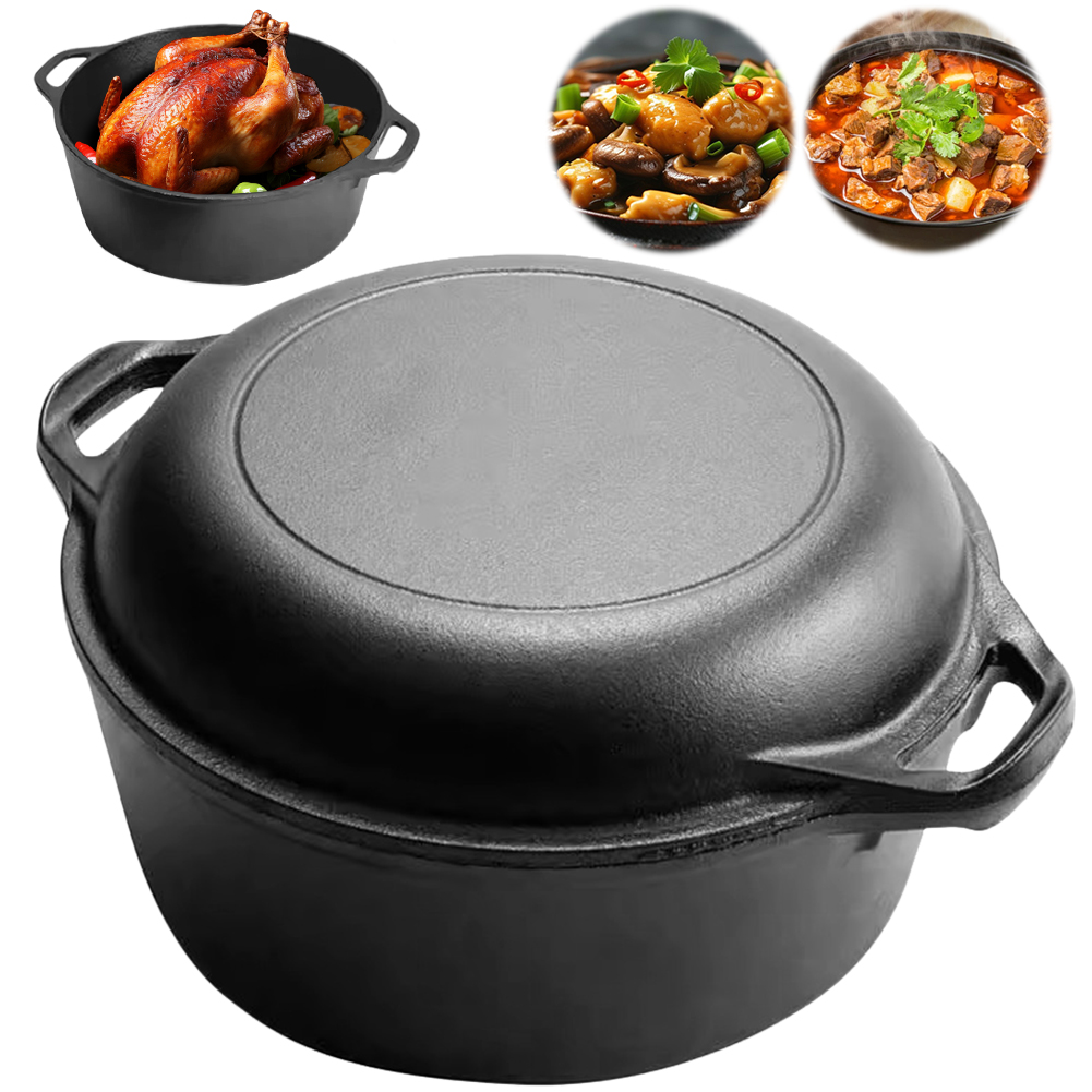 Skillet Cast Iron Camp - 2 w 1 Żeliwny piekarnik holenderski