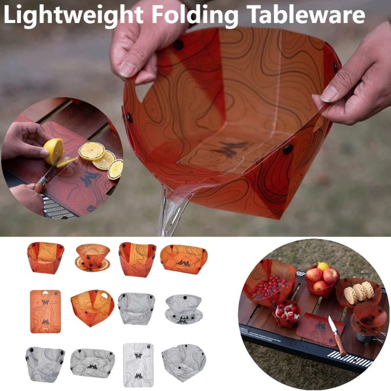 Camping Cooking Dishes - Składana zastawa stołowa na kemping Przenośna