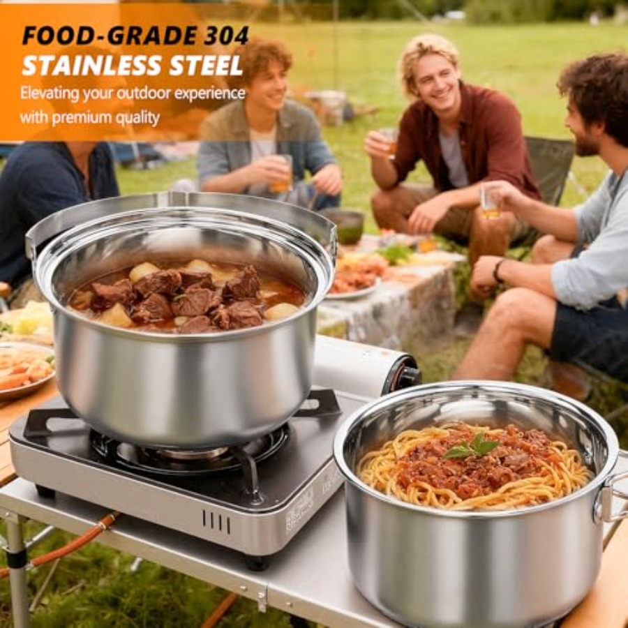 Zestaw naczyń kempingowych, le – Nesting Camping Cooking Set recenzja i cena