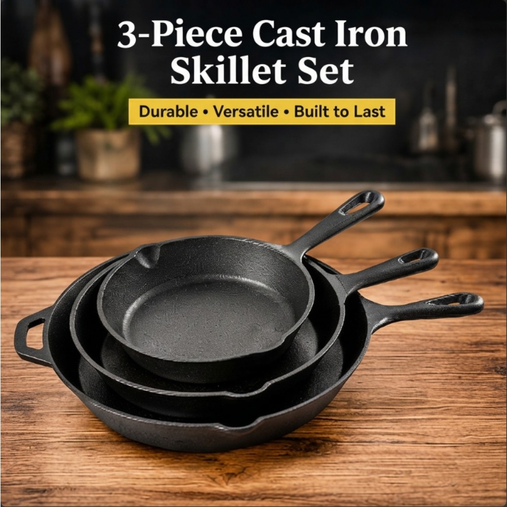 3-częściowy zestaw patelni żel – Skillet Cast Iron Camp recenzja i cena