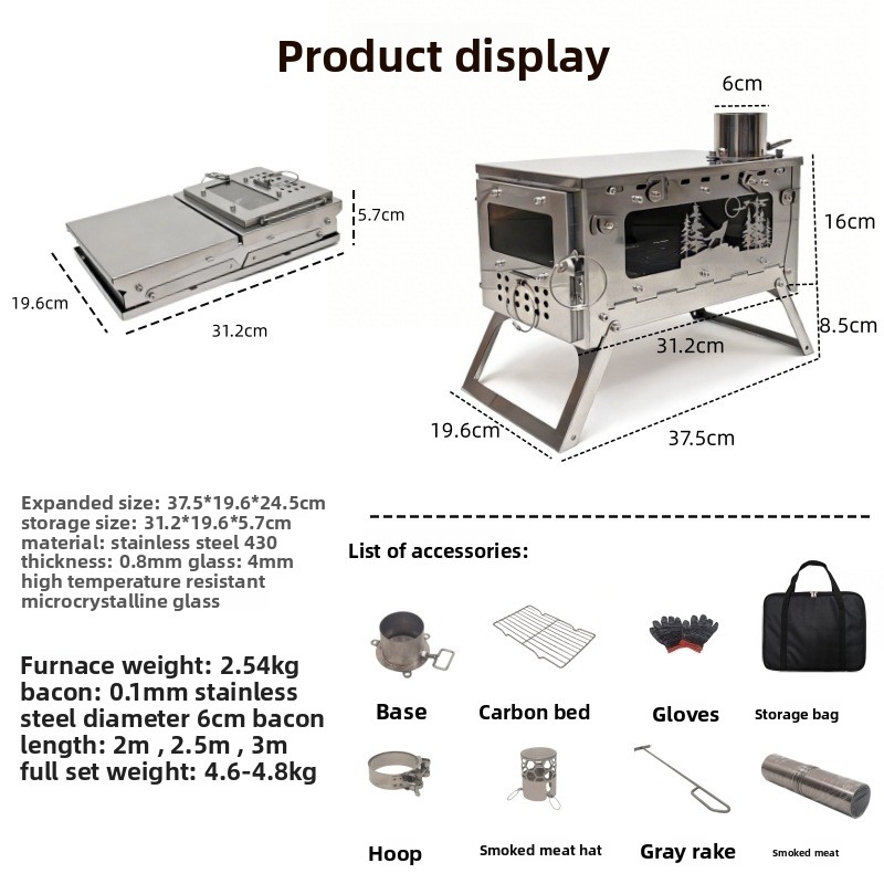 Składany przenośny piec na dre – Camping Cooking Wood Stove recenzja i cena
