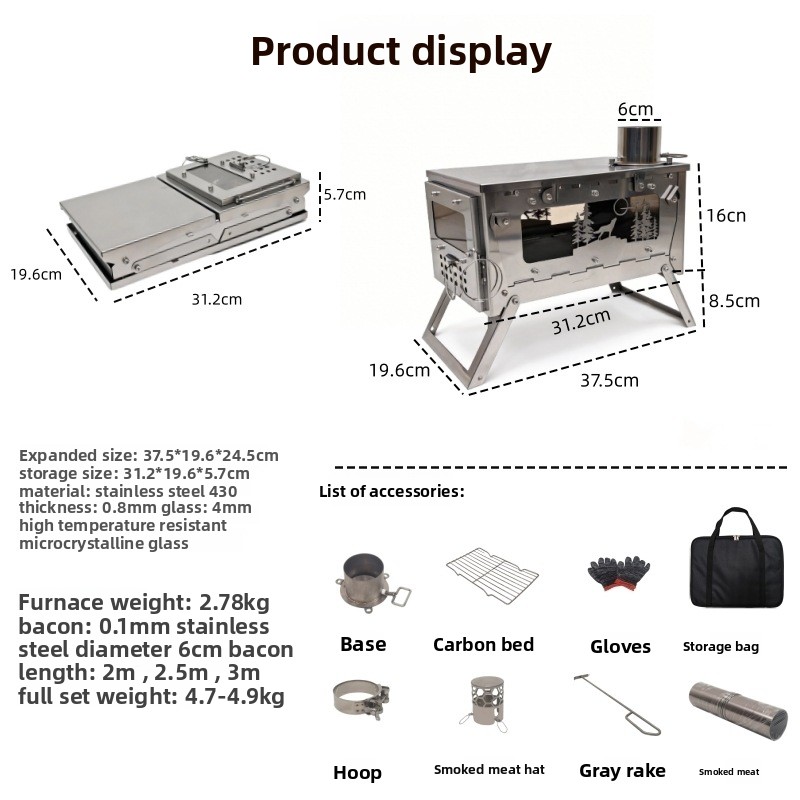 Składany przenośny piec na dre – Camping Cooking Wood Stove recenzja i cena