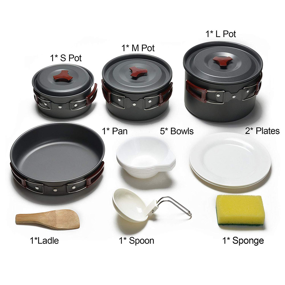 Zestaw naczyń kempingowych na  – Camping Cooking Pots And Pans recenzja i cena