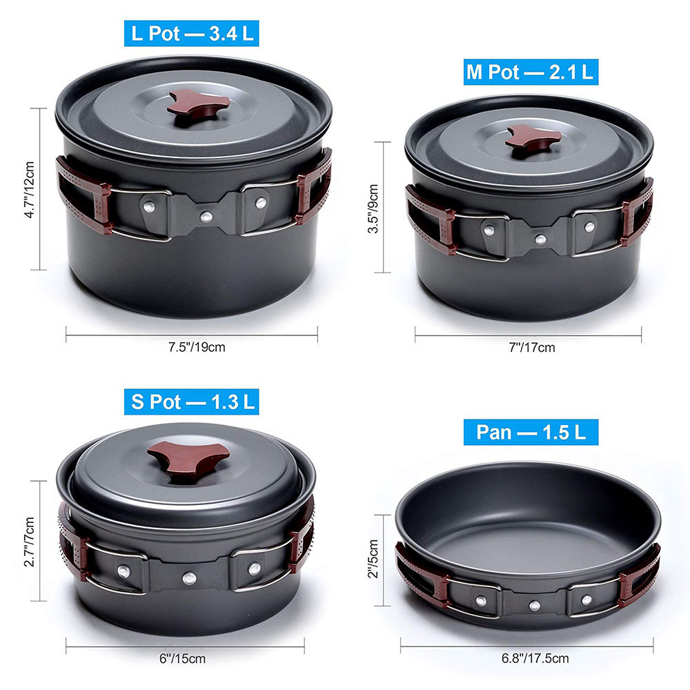 Zestaw naczyń kempingowych na  – Camping Cooking Pots And Pans recenzja i cena